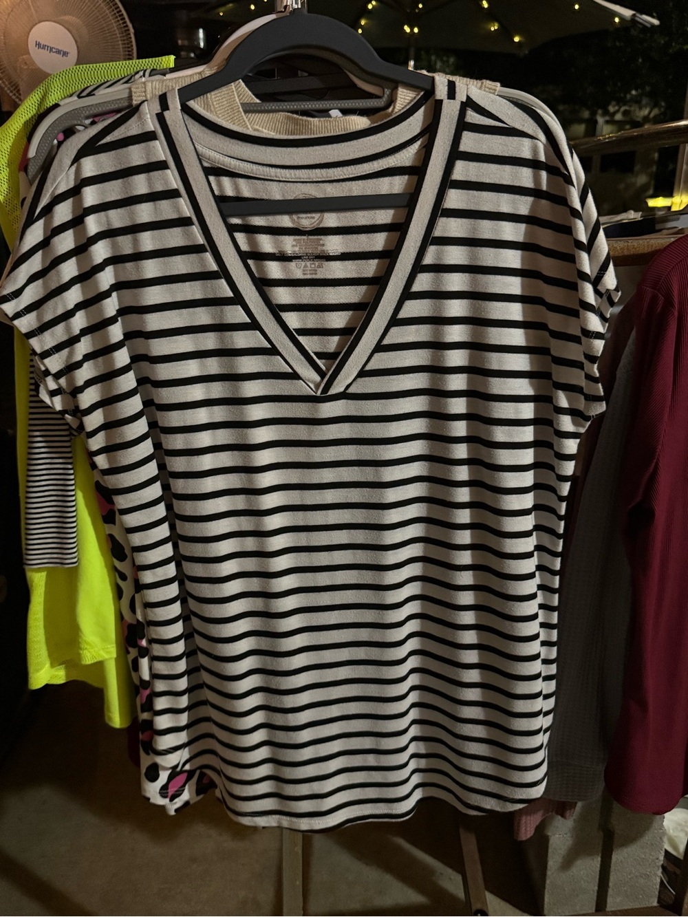 Maurices Black & White Striped V-Neck Tunic Top